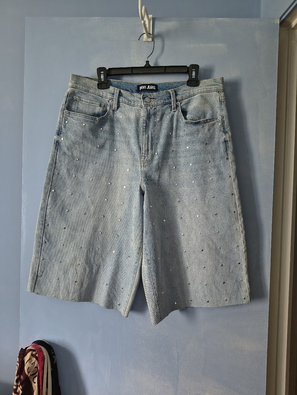 DKNY Blue Cotton Stuffed Cut Off Jean Shorts 32